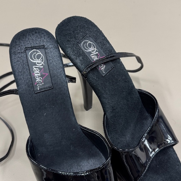 Pleaser 6 Inch Stripper Black Patent Stiletto Heels - Picture 3 of 11